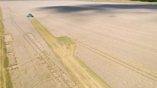 Rakke Estonia August 2020 Aerial View Green Harvester Wheat Field — 图库视频影像