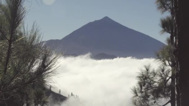 Pohled Mraky Mount Teide Tenerife Španělsku Sopce Tiede Během Západu — Stock video