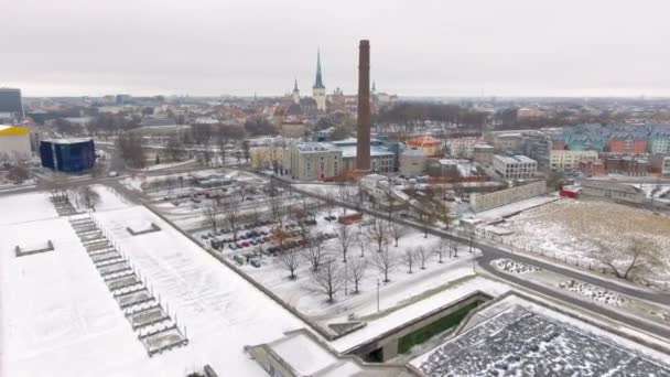 Estonia Gennaio 2017 Vista Aerea Degli Edifici Delle Case Nella — Video Stock