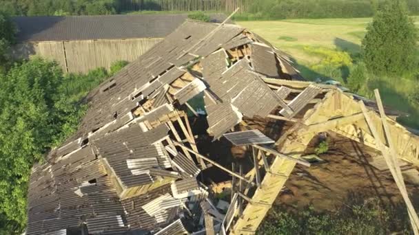 Koeru Estonia July 2021 Drone Shot Abandoned Cattle Barn Showing — Stock Video