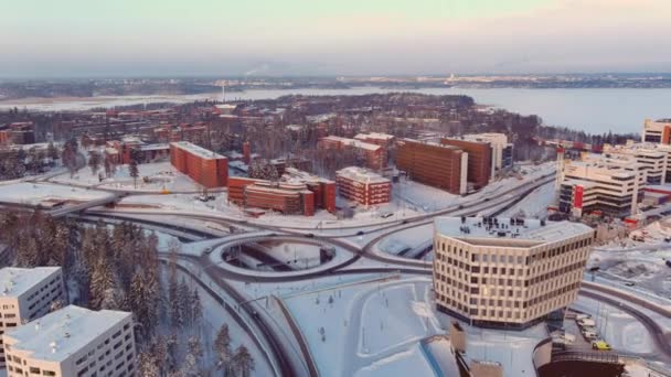 Espoo Finnland Februar 2022 Drohnenschuss Von Keilaranta Espoo Finnland Während — Stockvideo