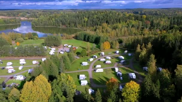 Vista Aerea Della Zona Caravan Finlandia Durante Una Vacanza — Video Stock
