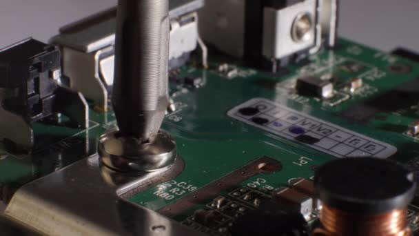 Closeup Shot Screw Being Unscrewed Hard Drive Microchip Storage Screwdriver — Stock Video