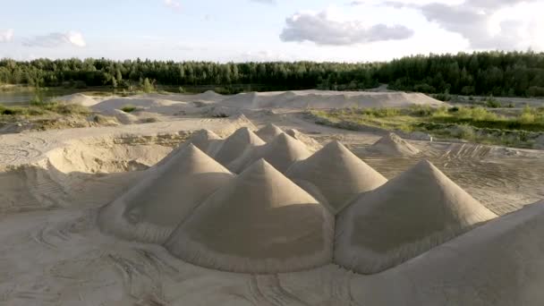 Hills White Sand Sand Quarry Area Green Trees Surrounding Area — Stock Video