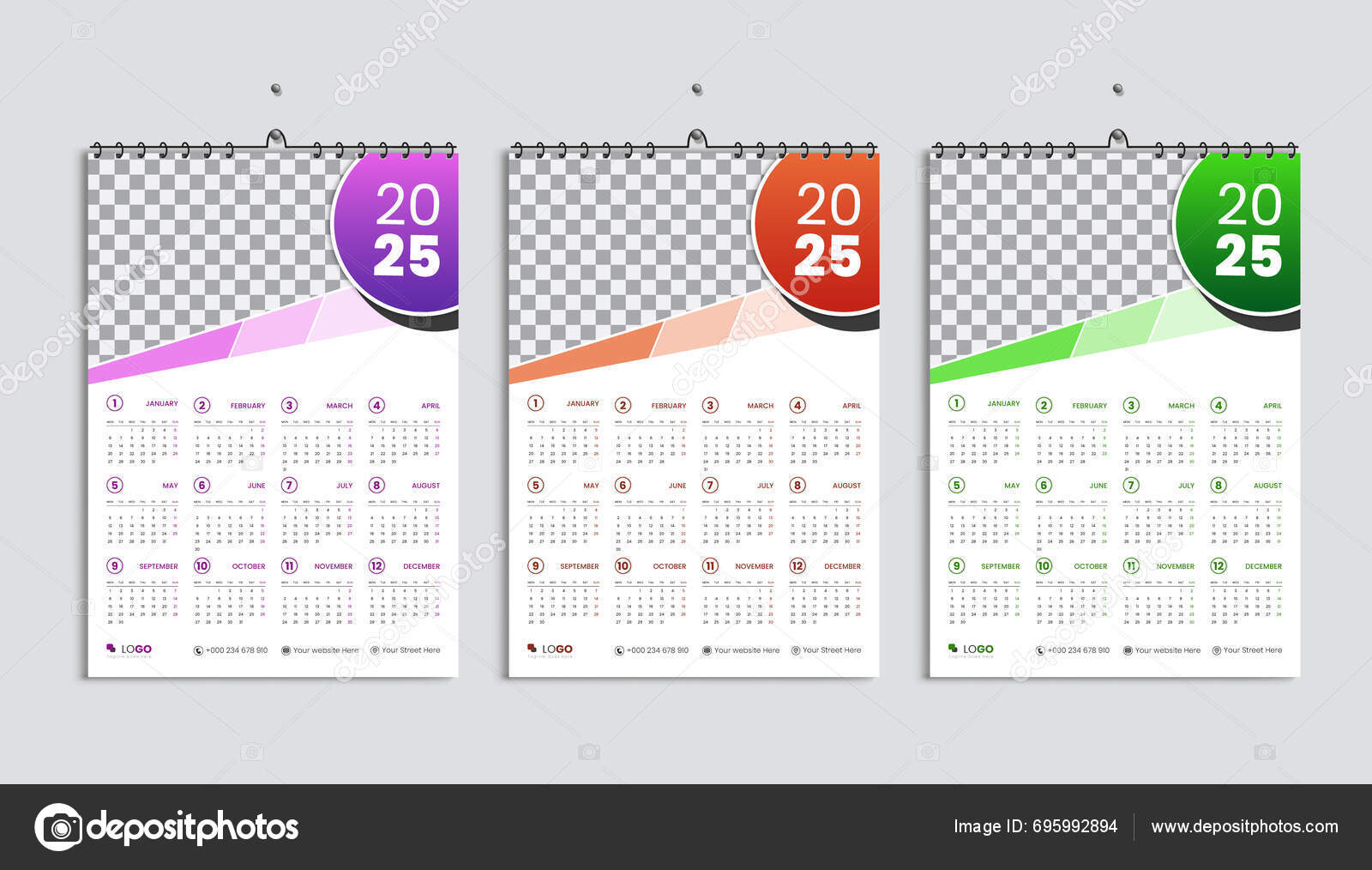 2025 Year Calendar Week Starts Monday Simple Minimal Calendar Vector Stock Vector by
