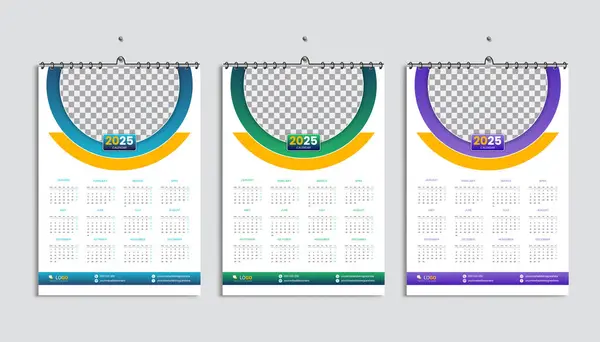 Duvar takvimi 2025 tasarım şablonu, pazartesiden itibaren bir hafta. Temiz, zarif şablon planlayıcısı, soyut gradyan renk lüksü konsepti, ev okulu ve ofis için mükemmel kullanım