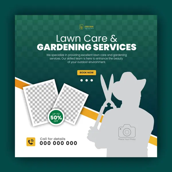 Agriculture Farming Promotion Modern Lawn Mower Garden Landscaping Service Social — Stock Vector