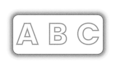 ABC alfabe simgesi siyah ve beyaz gradyan desenli arka plan, noktalı ses eğrisi ve dalgalı desen, gri arkaplan ile parlak bir yüzey üzerinde metin