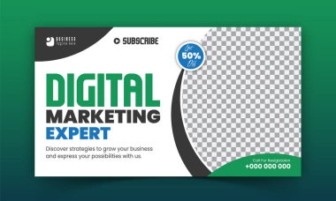 Sosyal medya kapağı için kurumsal düzenlenebilir iş YouTube küçük resim tasarımı, soyut, düz çevrimiçi atölye tanıtımı video küçük resim veya web afişi