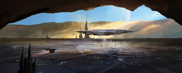 Подземелья Инопланетных Планетах Иллюстрация — стоковое фото