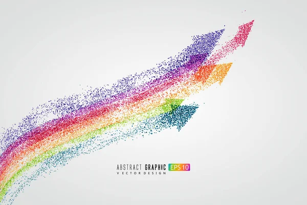 Innumerevoli Particelle Colorate Formano Una Freccia Forma Arcobaleno Che Simboleggia — Vettoriale Stock