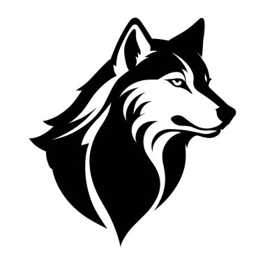 Kurt başlı hayvan düz simge logosu çizimi