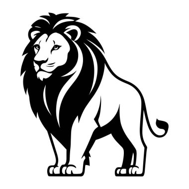 Aslan hayvan düz simge logosu illüstrasyonu