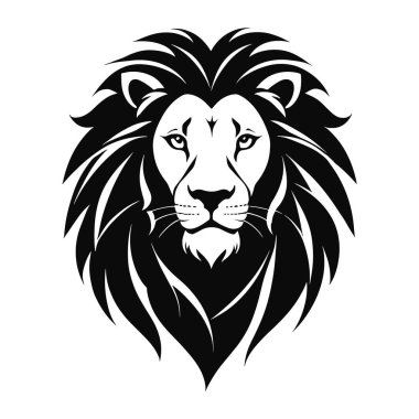 Aslan başlı hayvan düz simge logosu