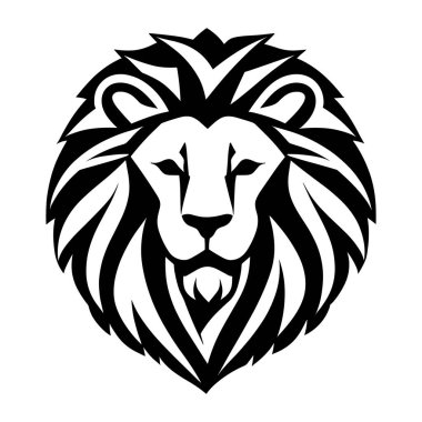 Aslan başlı hayvan düz simge logosu