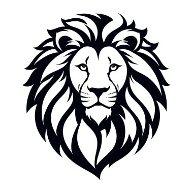 Aslan başlı hayvan düz simge logosu