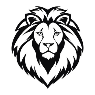 Aslan başlı hayvan düz simge logosu