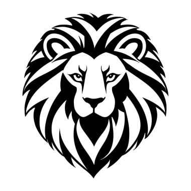 Aslan başlı hayvan düz simge logosu