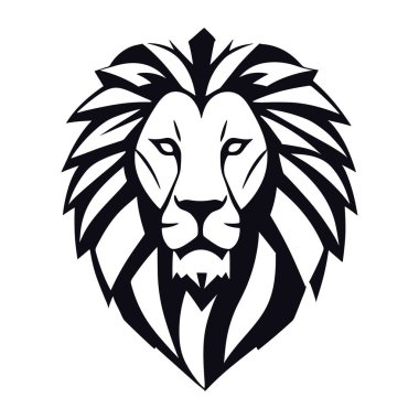 Aslan başlı hayvan düz simge logosu