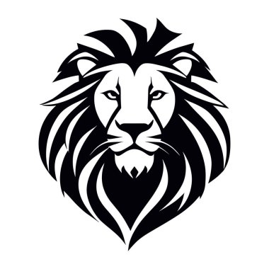 Aslan başlı hayvan düz simge logosu