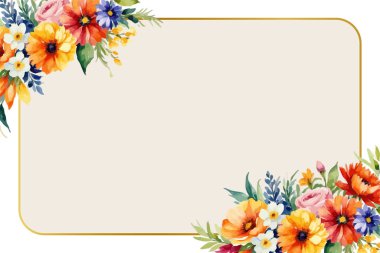 suluboya çiçek arkaplan çerçeve kenarı