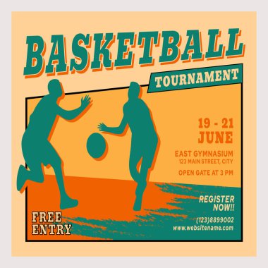 Top ile basketbol turnuvası posteri.