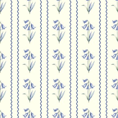 Suluboya Çan Çiçeği Kusursuz Desen