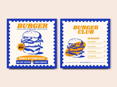 Burger Restoran İlanı ve Menü Fiyat Listesi Kare Afişi Sosyal Medya