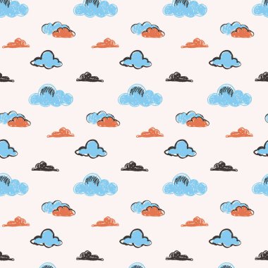 Bulutlar çizim tarzında kusursuz desen