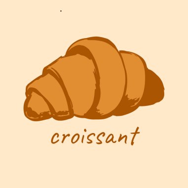 Lezzetli Altın Kahverengi Kruvasan Çizimi