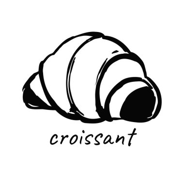 Bir kruvasan resminin lezzetli bir çizimi.