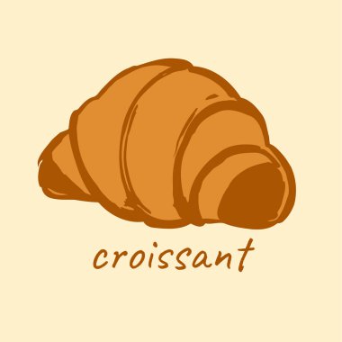 Lezzetli Altın Kahverengi Kruvasan Çizimi