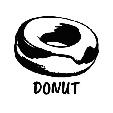 Kremalı donutun siyah beyaz çizimi