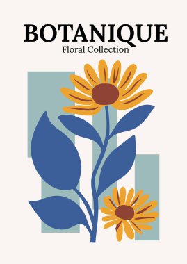 Ayçiçeği resimli Botanique Çiçek Koleksiyonu Posteri