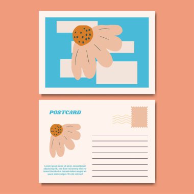 Botanik Çiçek Kartpostal Tasarımı Çizimi