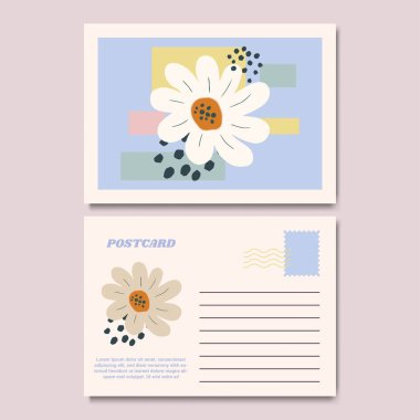 Botanik Çiçek Kartpostal Tasarımı Çizimi