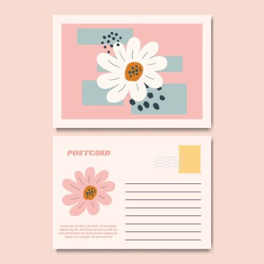 Botanik Çiçek Kartpostal Tasarımı Çizimi