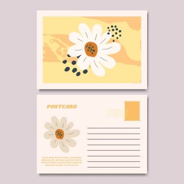 Botanik Çiçek Kartpostal Tasarımı Çizimi