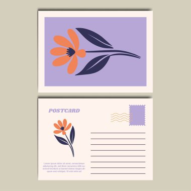 Botanik Çiçek Kartpostal Tasarımı Çizimi