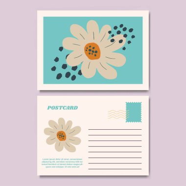 Güzel Çiçek Kartpostal Tasarımı Çizimi