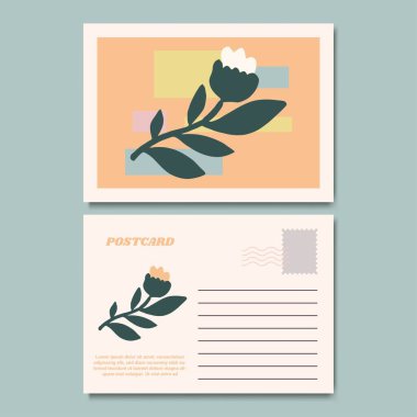 Botanik Çiçek Kartpostal Tasarımı Çizimi