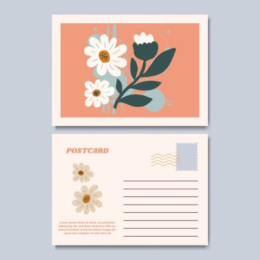 Botanik Çiçek Kartpostal Tasarımı Çizimi