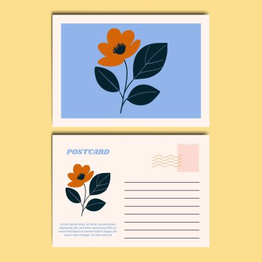 Botanik Çiçek Kartpostal Tasarımı Çizimi