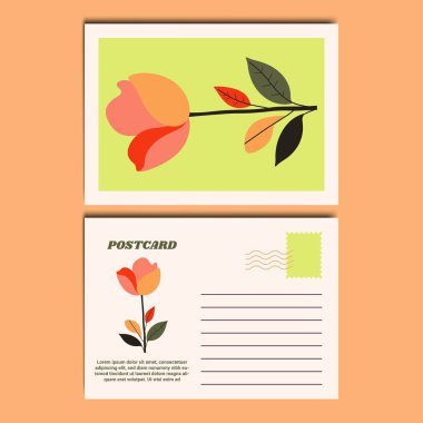 Botanik Çiçek Kartpostal Tasarımı Çizimi