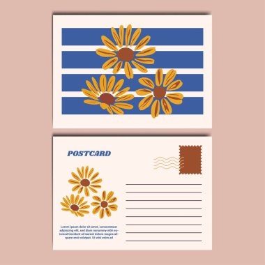 Klasik Botanik Kartpostal Tasarımı İllüstrasyonu