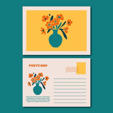 Klasik Botanik Kartpostal Tasarımı İllüstrasyonu