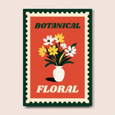 Modern ve Şık Çiçek İllüstrasyon Sanat Yazdırma Posteri Dekorasyonu