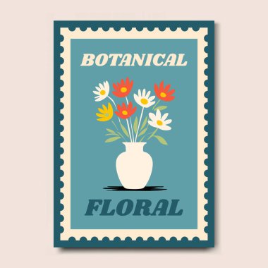 Modern ve Şık Çiçek İllüstrasyon Sanat Yazdırma Posteri Dekorasyonu