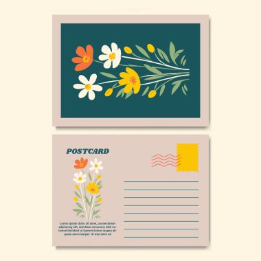 Klasik Botanik Kartpostal Tasarımı İllüstrasyonu