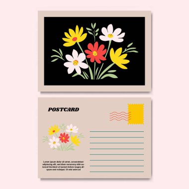 Klasik Botanik Kartpostal Tasarımı İllüstrasyonu